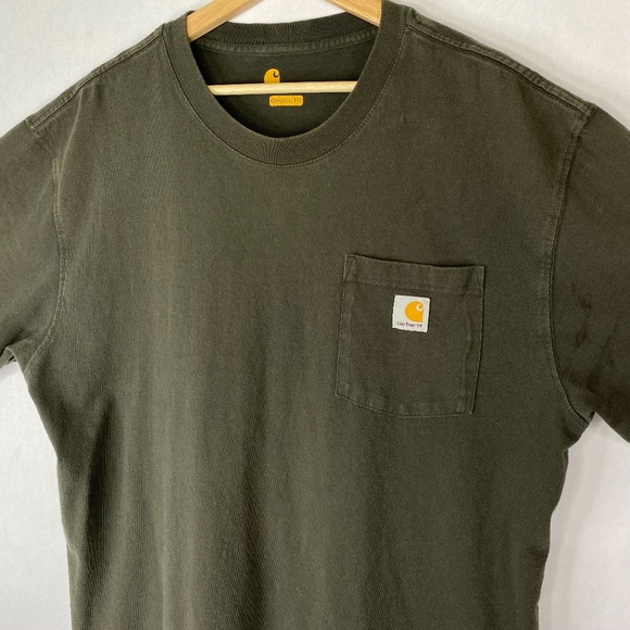 Carhartt Force Dark Moss Green Short Sleeve Relaxed Fit Pocket T Shirt Large - Picture 2 of 9